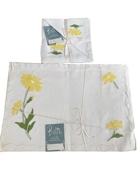 Vintage Madeira Balta B Altman Linen Napkins & Placemats Set of 4 NOS